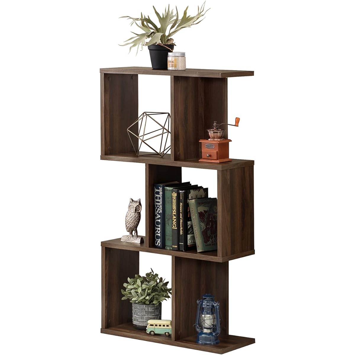 Hagiwara Display Rack Bookshelf Partition Wood Grain Brown Approx. Width 59 Depth 24 Height 107 cm 3 Tiers Book Document Rack Shelf bookshelf RCC-1004BR 1 unit