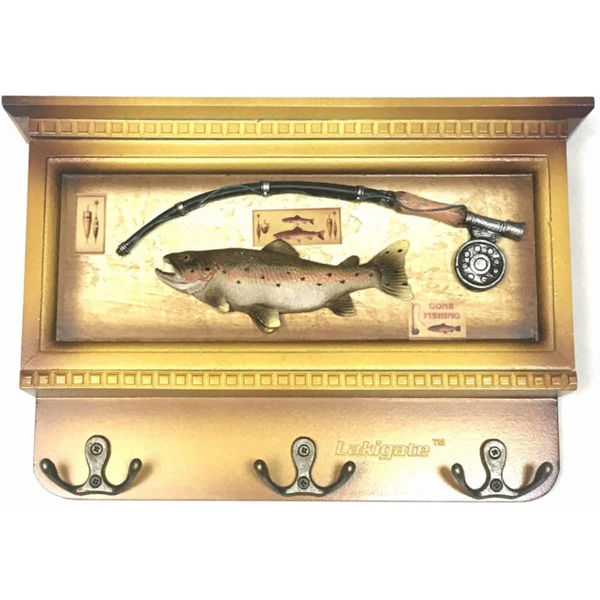Rainbow Trout Replica & Fly Rod & Fly Reel Wall Hanging Lure Hanging Rainbow Trout Interior Rainbow Trout Mountain Stream Tackle Box Outdoor