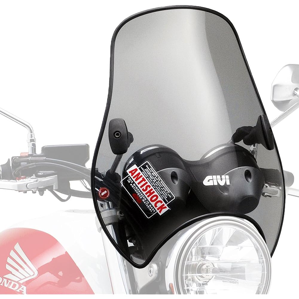 GIVI Motorcycle Screen General Purpose (Bar Handle Clamp) Semi-Smoke A604 Medium Windscreen 93971