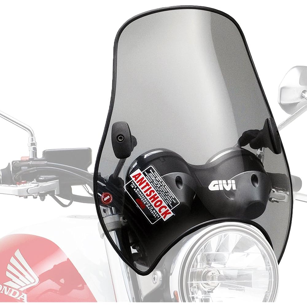 GIVI Motorcycle Screen General Purpose (Bar Handle Clamp) Semi-Smoke A660 Medium Windscreen 93957