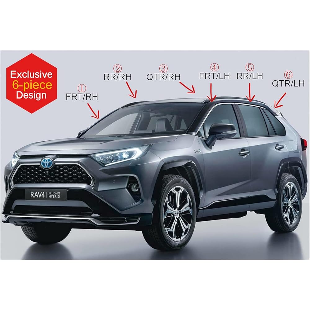 AutoCLOVER Dark Smoke Side Wind Wind Wind Visor 6 Points Set Toyota RAV4 RAV4 2020 2022 2023 / Safe Out Channel Guard Deflet