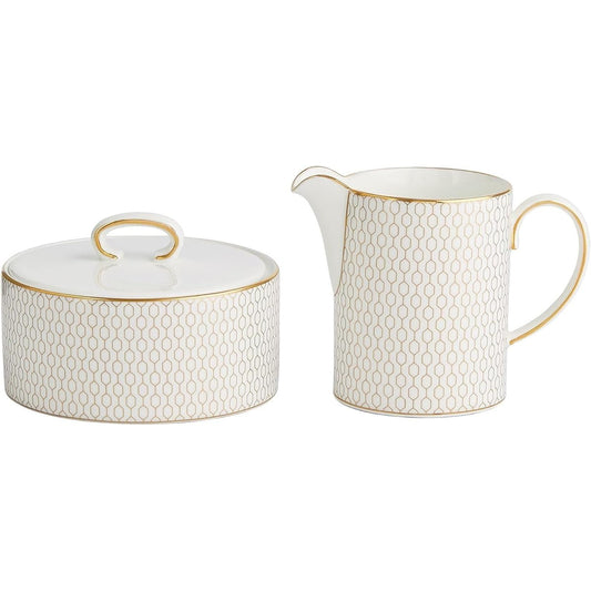 [Regular Imported Product] Wedgwood Geo Gold Sugar Box & Creamer 2 Piece Set Wedding Gift Present 40007549