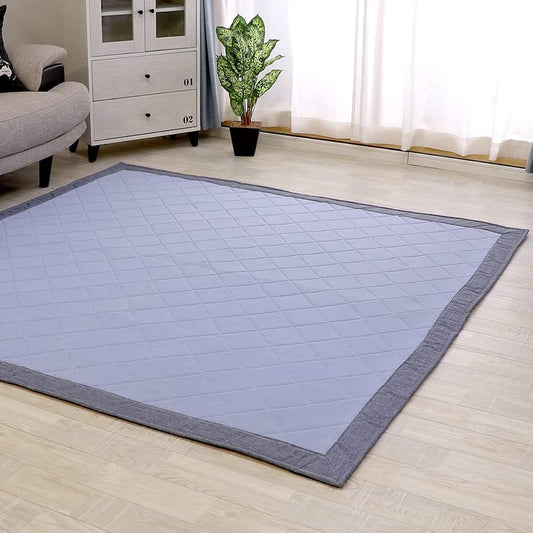 Freely Rug Carpet Cool Summer Washable 190 x 240cm Urethane 10mm Thick Cool Mat Rug Summer Cool Rug Cool Rug L Size (L Plain/Blue)
