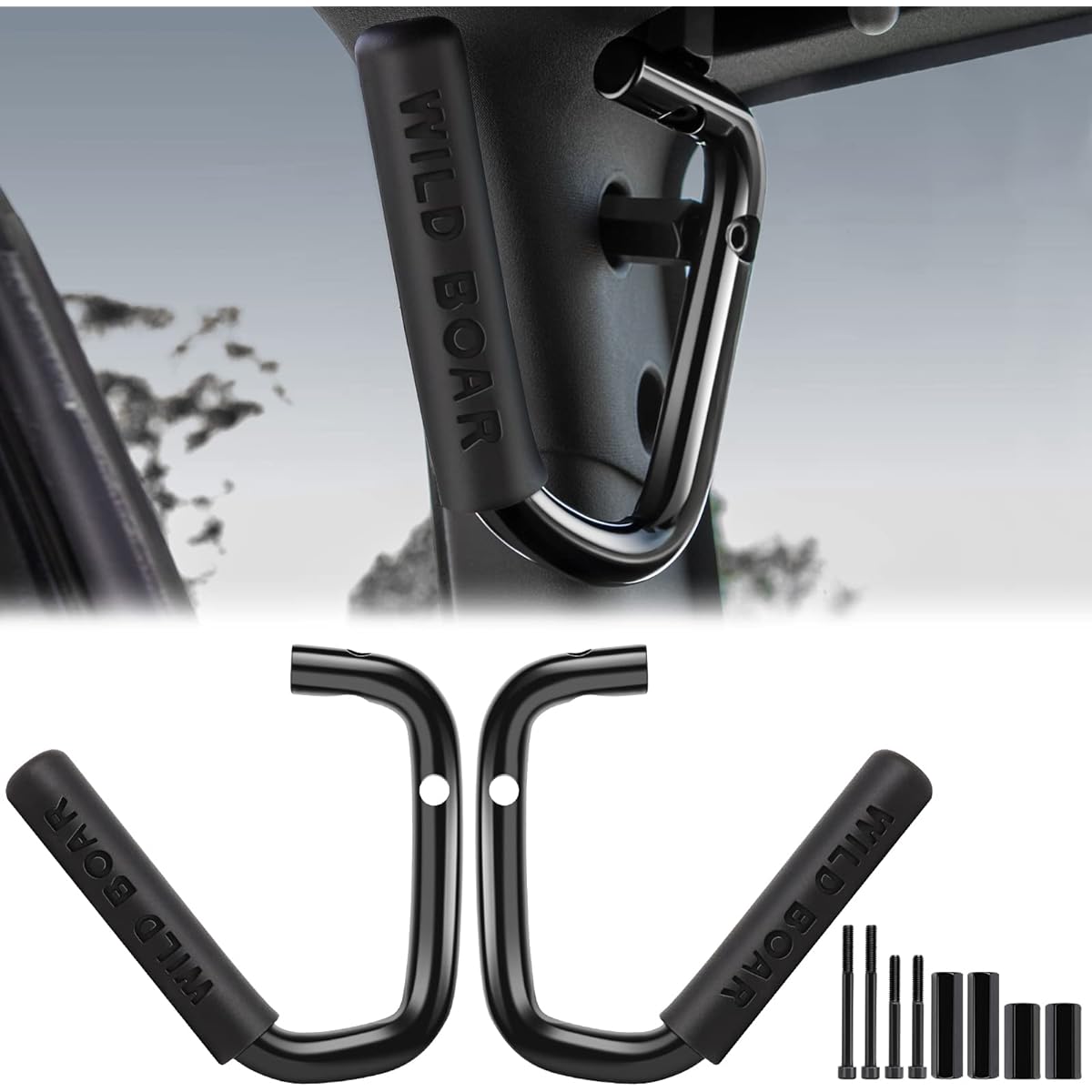 CCIYU Front Grab Handle conforms to Geeprangler JK JK JKU Sports Sahara Freedom Rubicon X 2 Door 4 Door 2007-2018 Black Solid Steel Grabroll Bar.
