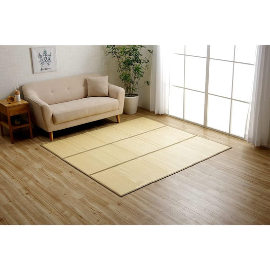 Ikehiko Corporation Bamboo Rug Carpet Mat Square CXH Plain Approx. 180 x 180cm Ivory Backed Cushion Durable Bamboo Antibacterial Bacteria Odor Resistant Deodorizing #5389319