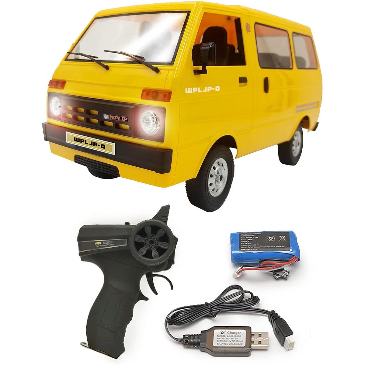 WPL JAPAN D42 WPL Genuine Product Compliant 1/10 Scale Light Van with Battery RC Car Children's Toy Retro (Yellow)