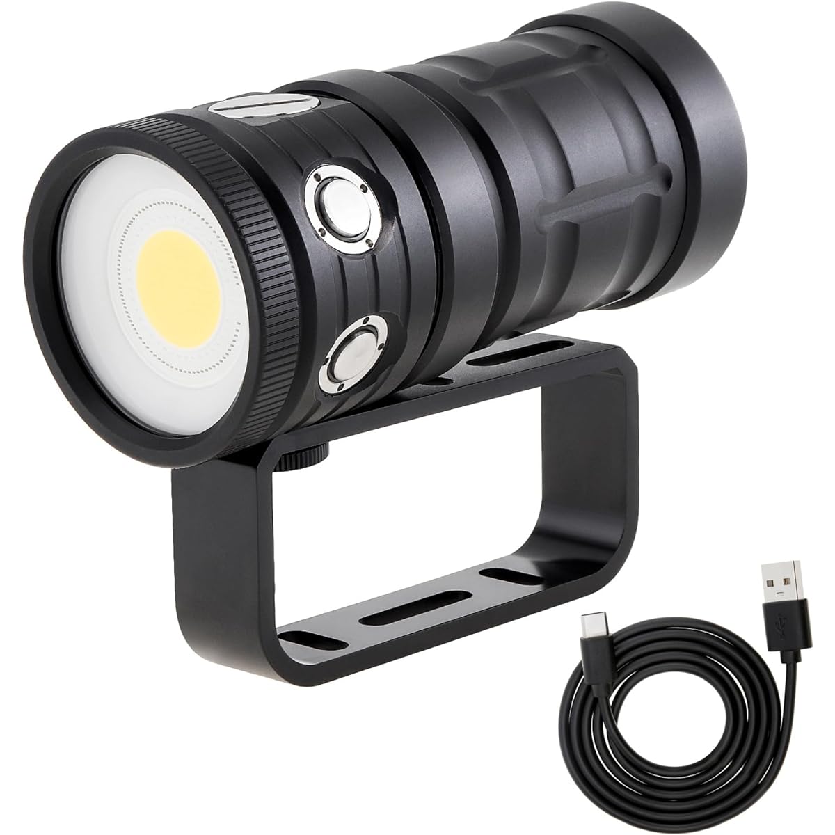 SecurityIng DF14 Diving Light Rechargeable 18000 Lumens 100M Underwater Video Camera Photography Light Underwater 120 Degree Wide Illumination Video Light Waterproof Flashlight with Type-C Charging for Professional Underwater Sports Diving Flashlight wit