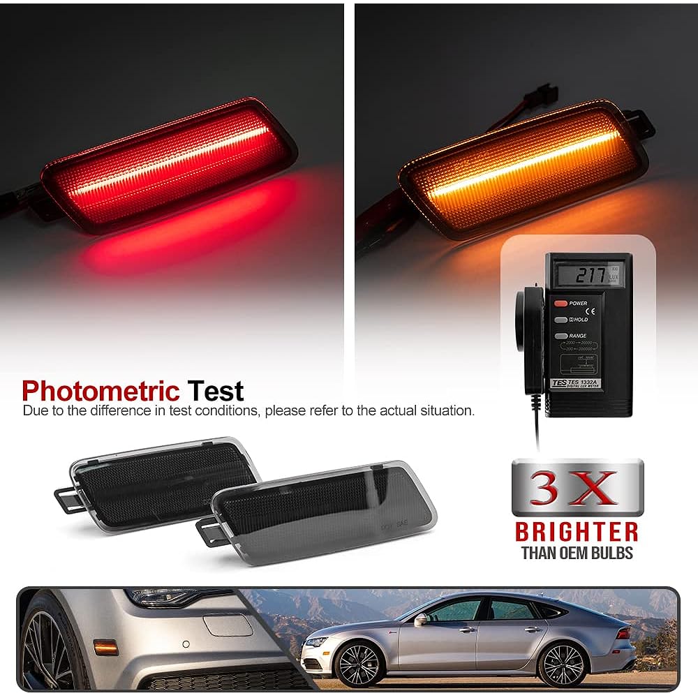 Full LED Amber/Red Front/Rear Side Marker Light 4 AUDI A7 QUATTRO S7 RS7 TDI Quattro Type 4G8 2012-2018 Smoke Lens Bumper Winker Light Exchange OEM side marker lamp