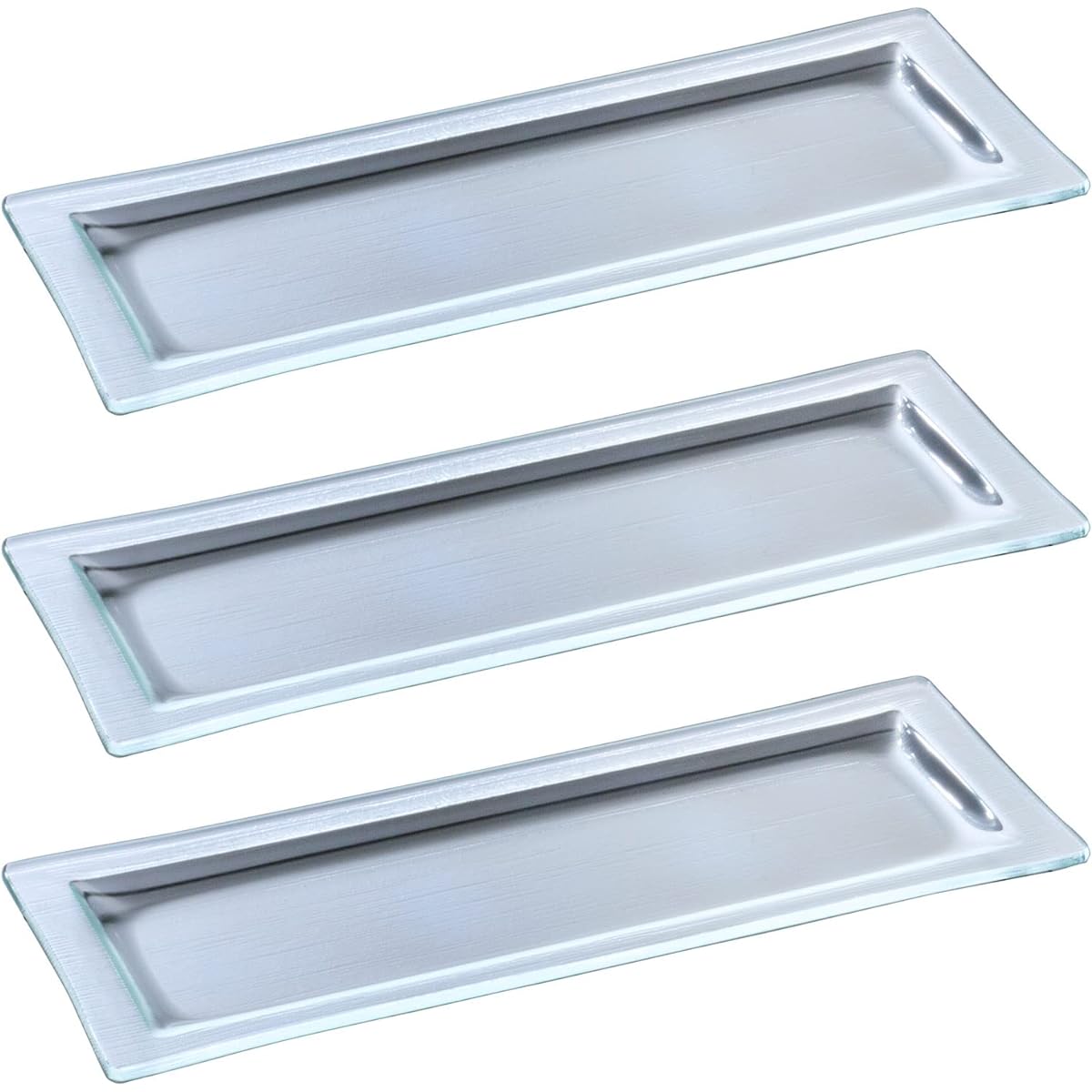 Toyo Sasaki Glass Plate Buffet Plate Long Rectangular Tray (Large) Made in Japan Clear Approx. 31.0 x 11.0 x 1.2cm 3 pieces KG-4002