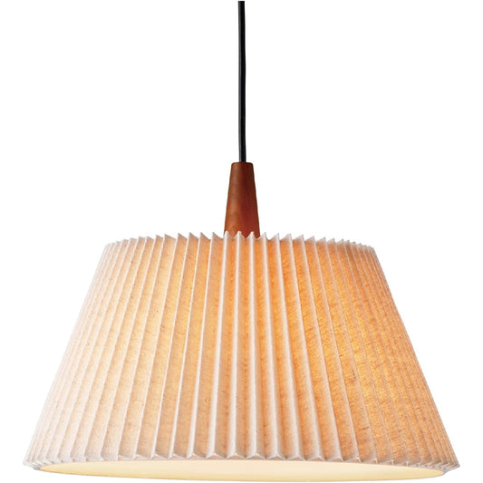 Interform Pendant Light LT-4179 Usva with LED Bulb Scandinavian Simple Wood Fabric Shade
