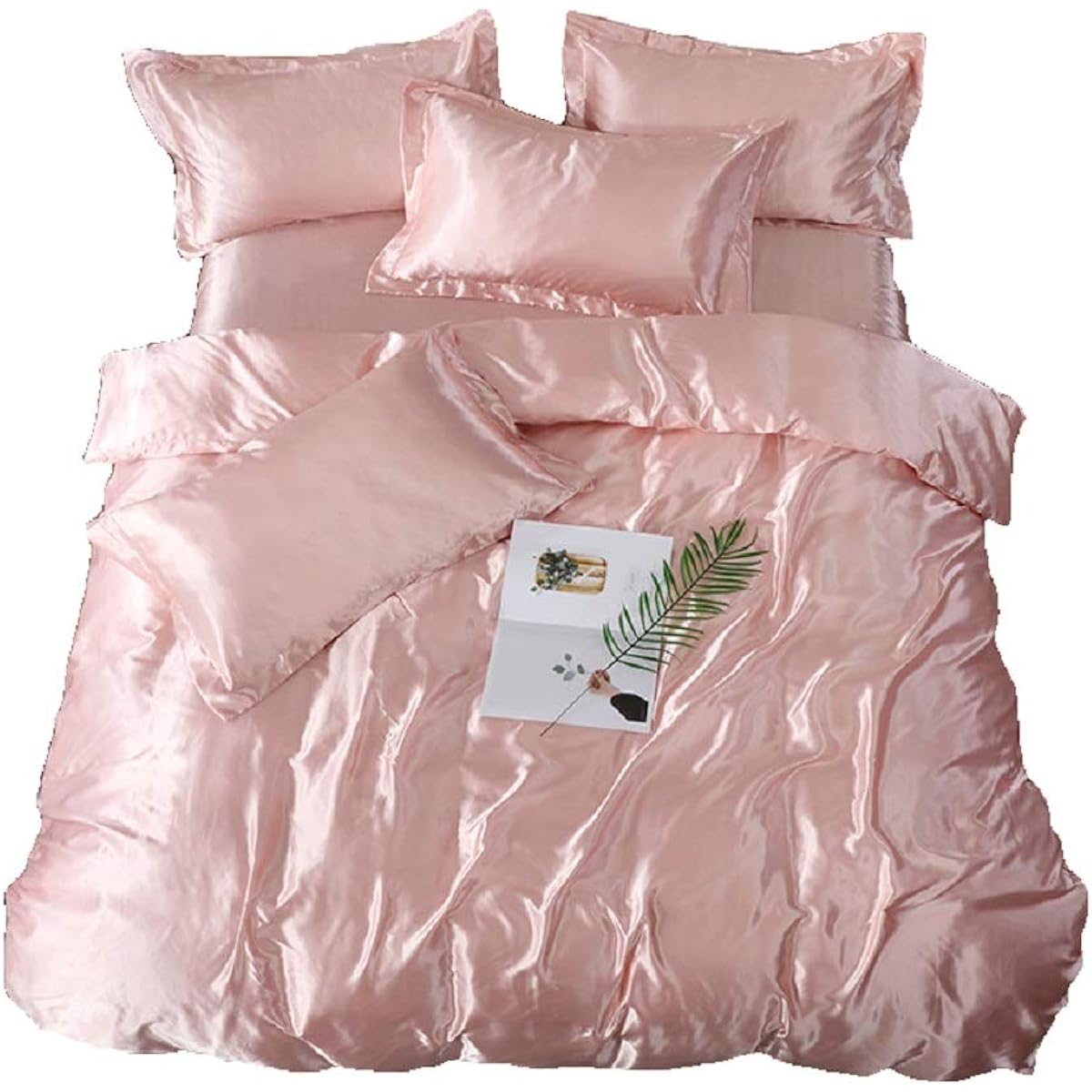 (Cosmic Tree) COSMIC TREE Glossy Silk Tone Rayon Moist Cool in Summer and Warm in Winter Box Bed Sheet Duvet Cover Pillowcase Set Selectable Single Double (Double Box, Pearl Pink)