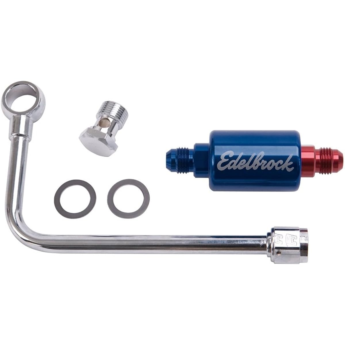 EDELBOCK 8134 Chrome fuel line red/blue