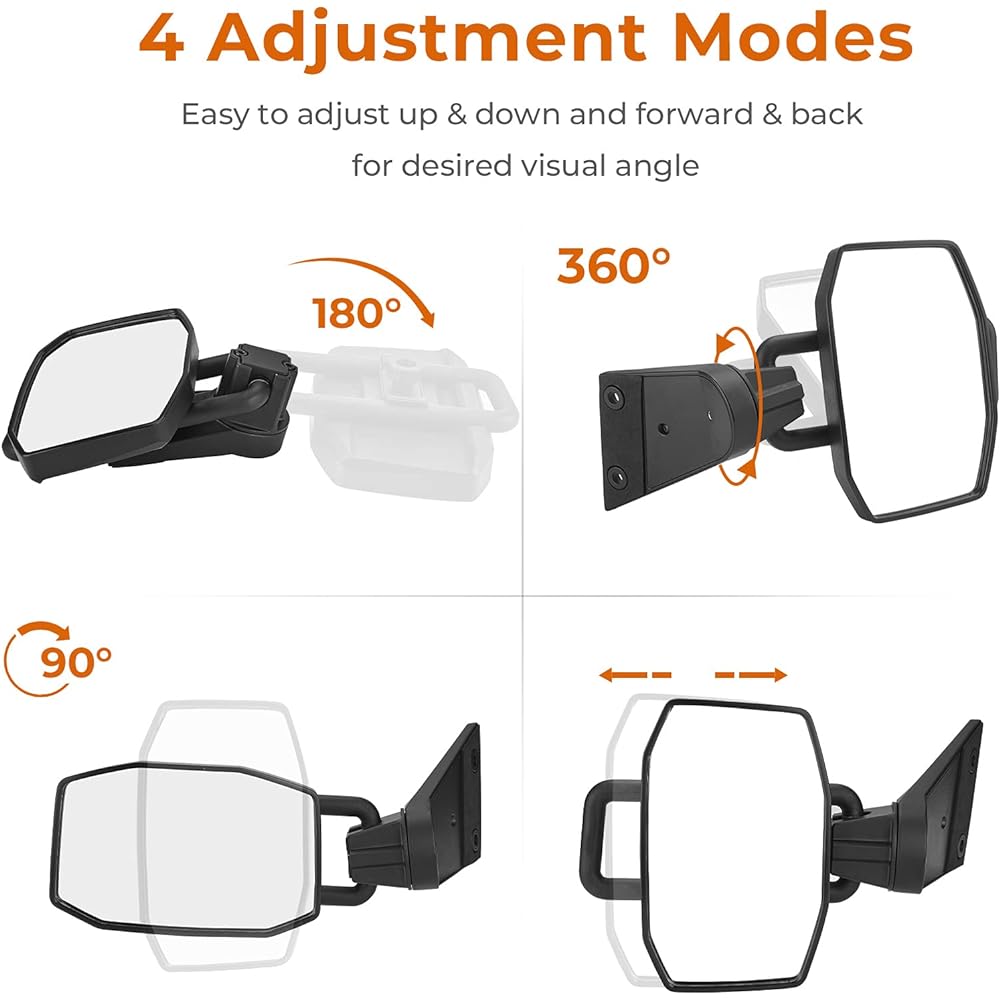 QMPARTS Mirade Affor Wrangler compatible vibration & Swingy side view mirror Easy installation Doores side Quick Release WRANGLER for driving WRANGLER JK JK JKU 2007-2018