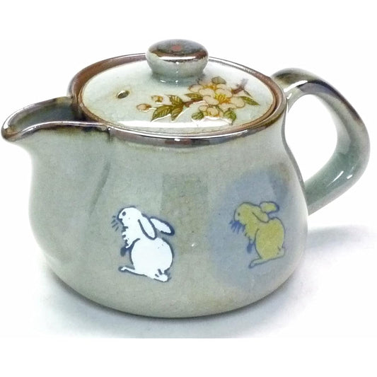 Kutani ware [teapot/teapot] Small White Rabbit Weeping Cherry Blossom [Back picture]