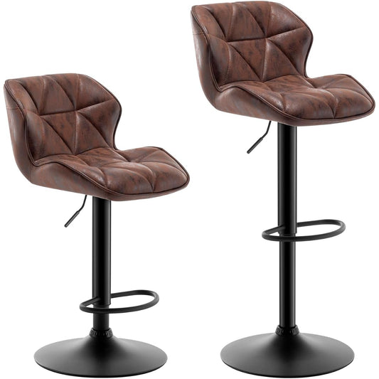 Danketuhl Counter Chair Lift Bar Stool Rotating Brown Vintage Bar Chair with Backrest 84-105.5cm Armless Modern Counter Stool 2