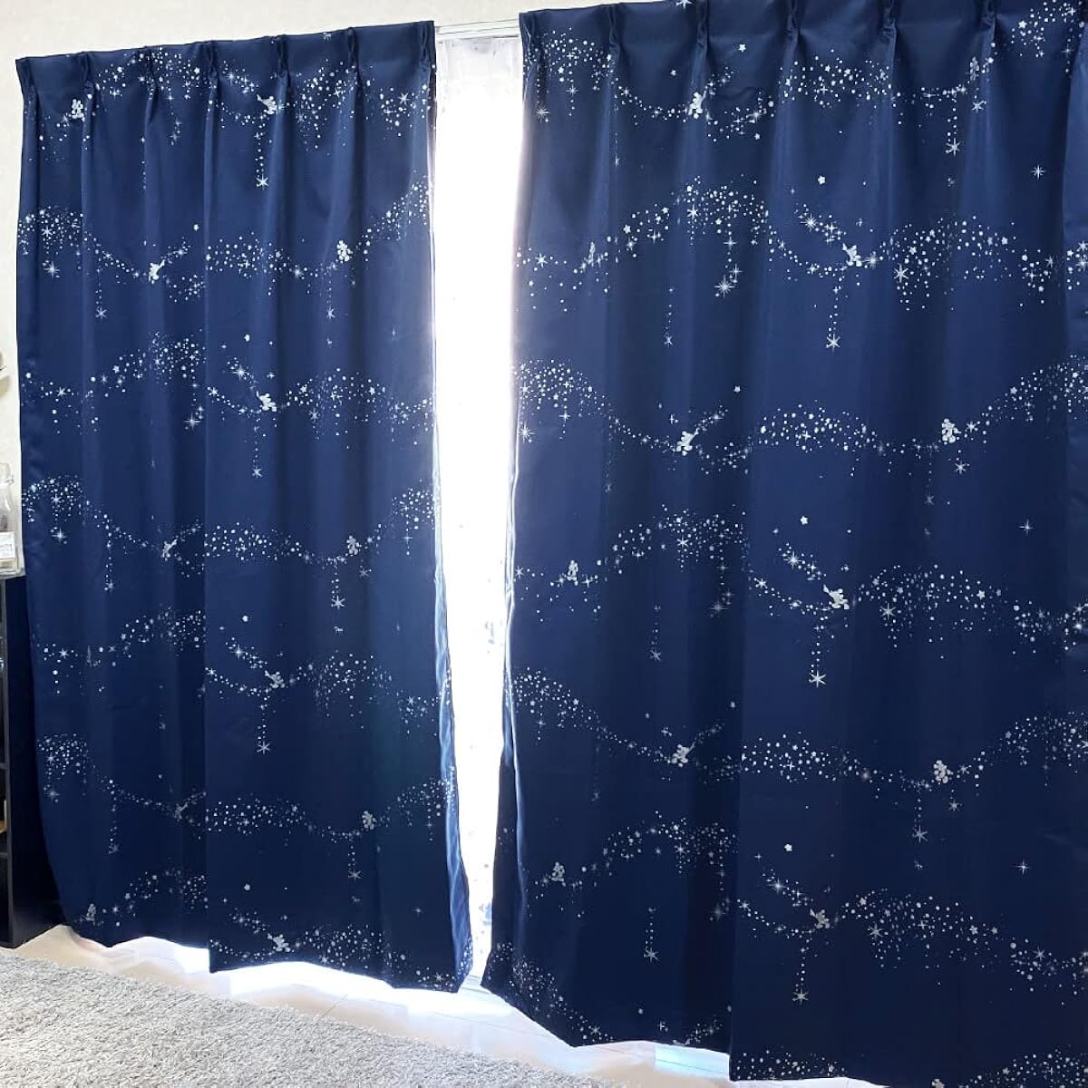 Disney 《Made in Japan》Mickey Fantasia Lamé 1st Grade Blackout Heat Shielding Curtain Set of 2 Width 100 x 110cm Length SB-569-D