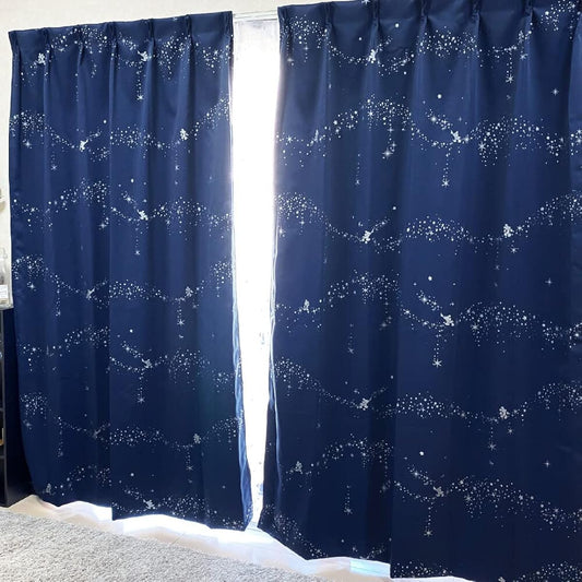 Disney 《Made in Japan》Mickey Fantasia Lamé 1st Grade Blackout Heat Shielding Curtain Set of 2 Width 100 x 110cm Length SB-569-D