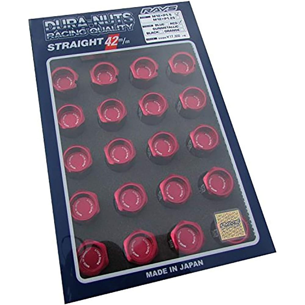 [RAYS] Duralumin Lock & Nut Set L42 Straight Type M12×1.5 Red Anodized 74020001003RD