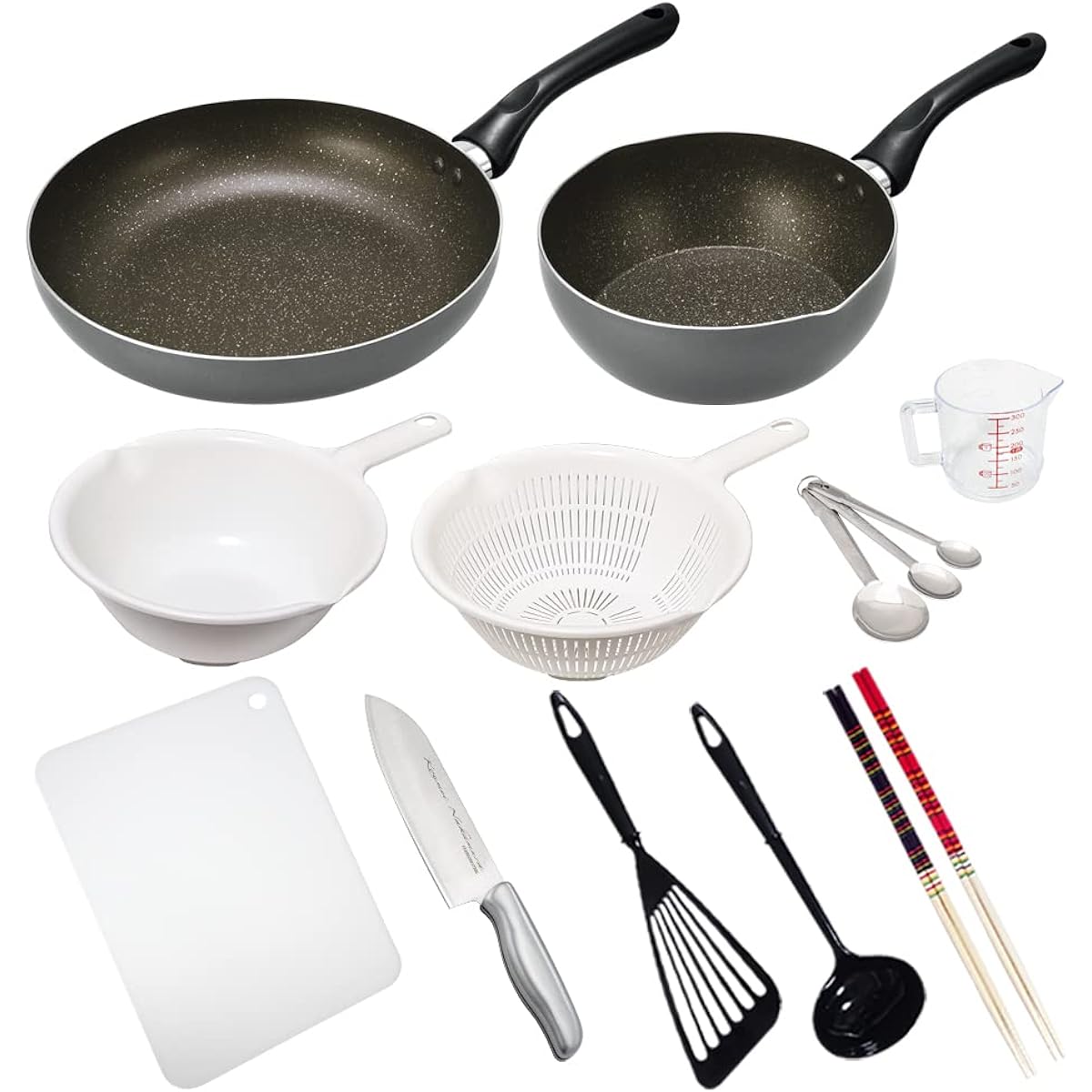 Single living cooking utensils 12 piece set for gas fires only
