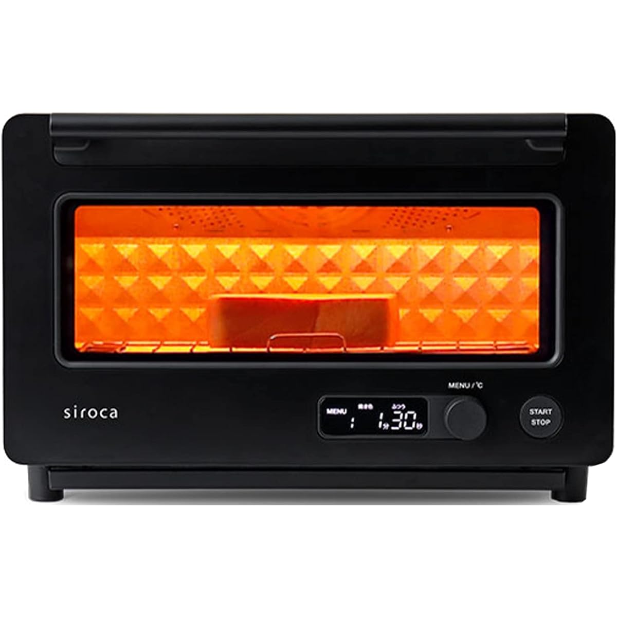 Shiroka Quick Toaster ST-2D351 [Excellent Toast in 90 Seconds/Flame Technology/Easy Operation/Smart Auto Mode/Croissants/Roasted Sweet Potatoes/Non-Fried Cooking/Inner Height 10cm/Oven Toaster] Black