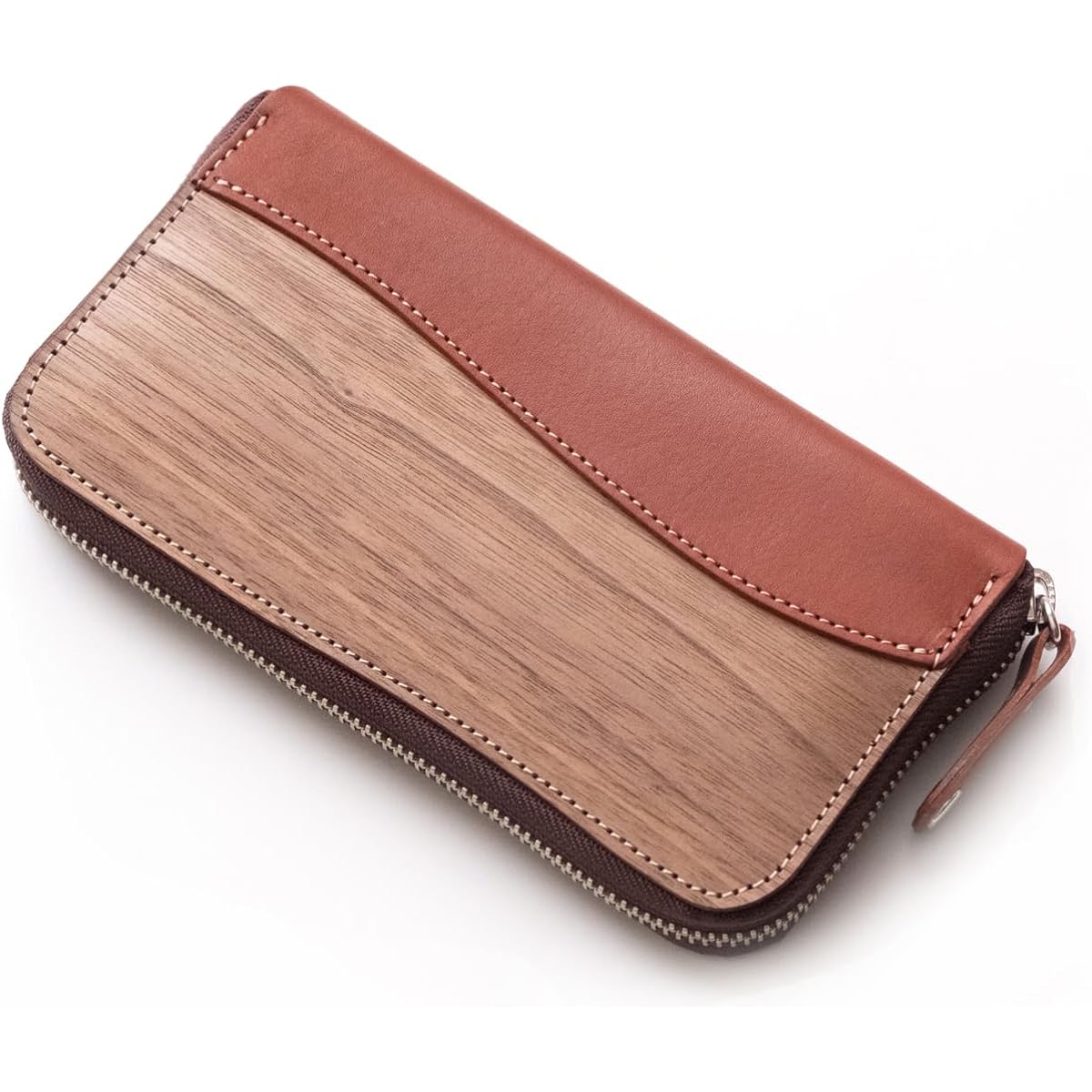 [VARCO REAL WOOD] Round Zip Wallet NE (Brick)