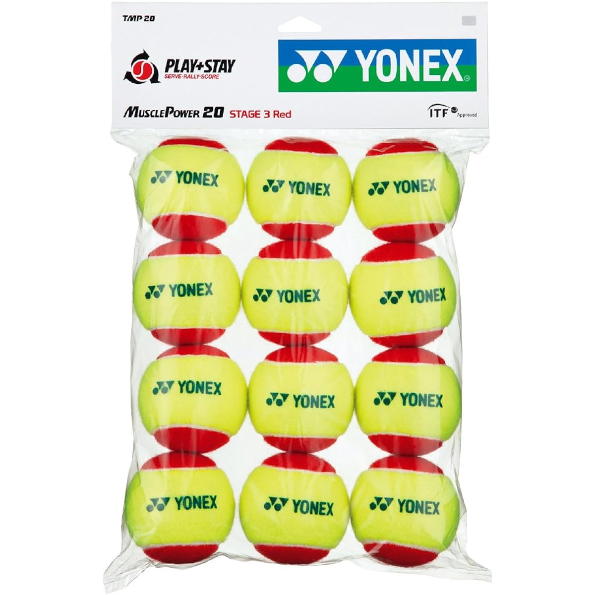 YONEX Hardball Tennis for Children (3 to 8 years old) Tennis Ball Muscle Power Ball 20 (1 dozen 12 pieces) TMP20
