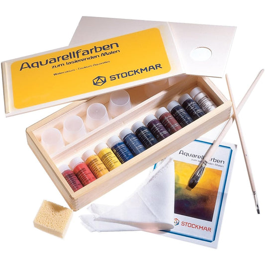 STOCKMAR Art supplies, paints, watercolors, transparent paints, drawing set, 12 bottles, 20mL