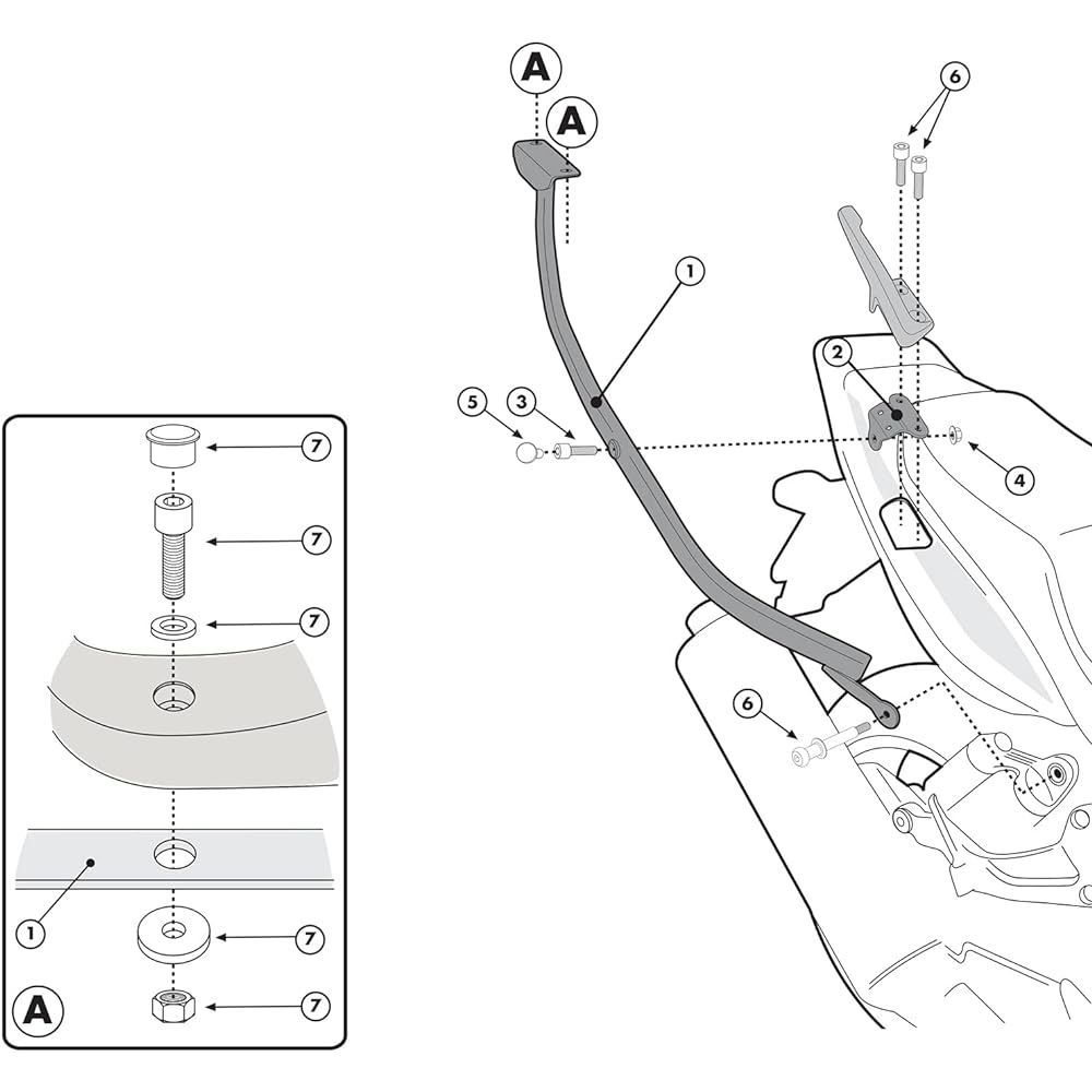 GIVI Motorcycle Top Case Fitting Monokey/Monorock Compatible with CB1300SF/SB(10-21) 268FZ 94007