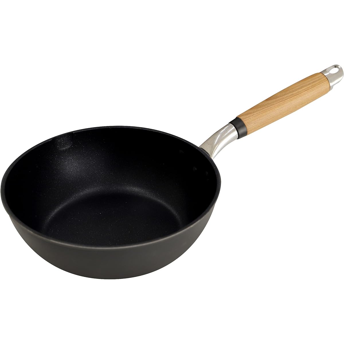 Kyoto Katsugu Aluminum Cast Deep Frying Pan 22cm Made in Japan For Gas Fire Only 4580047177096 Matte Black