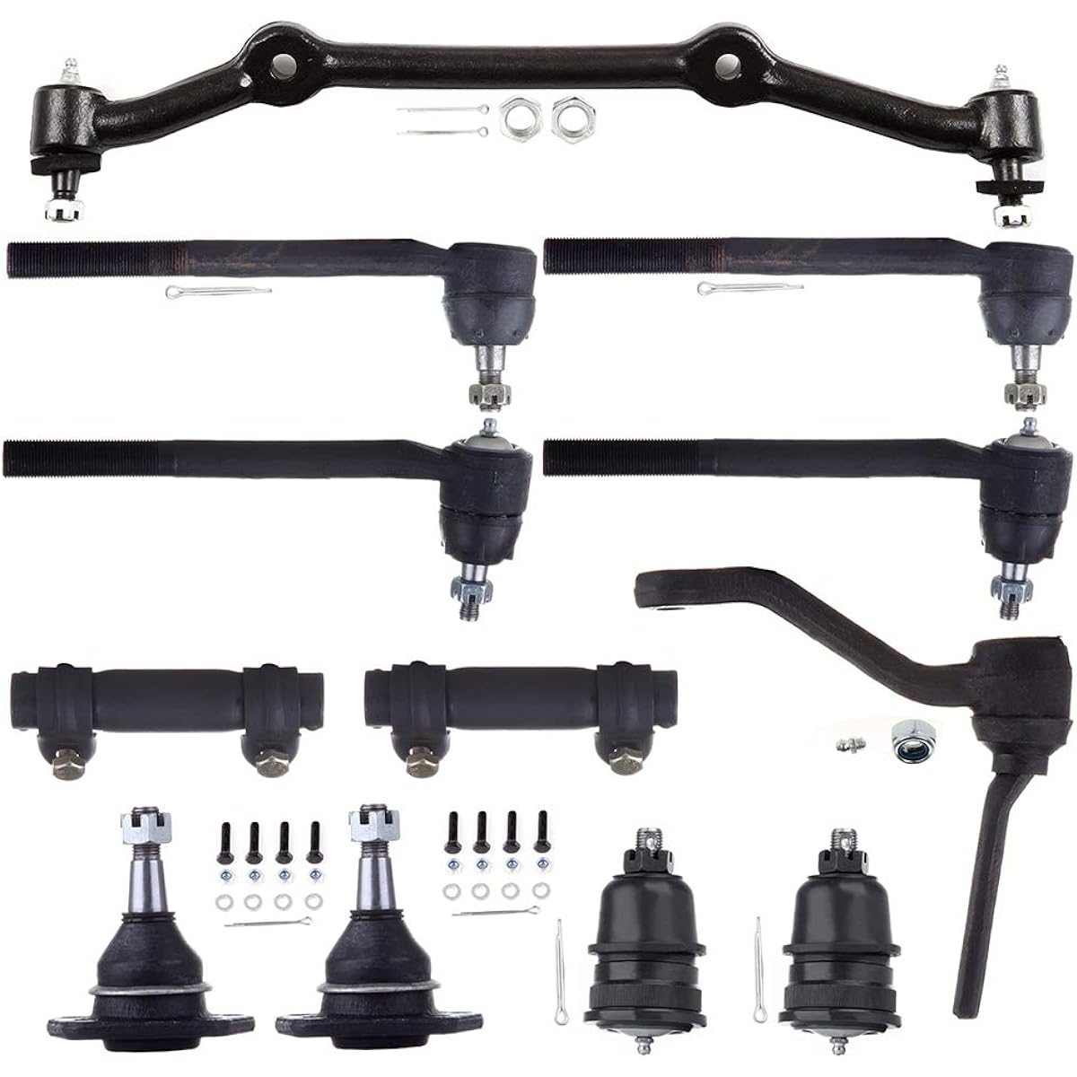 LSAILON 12 Peace Center Link RWD Upper Ball Joint Eye De Idler Arm Anner Anner Anner Outer Rod Sleeve Kit Compatible Model: 96-05 Chevrolet Blazer 96-03 Chevrolet S10 96-01 GMC Jimmy 96-03 GMC Sonoma 96-00 Isuzu Isuzu Honblure