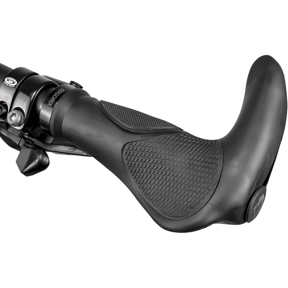 GORIX Bicycle Grip, Ergo Grip, Cow Horn, Shock Absorption, Cycle Grip, Lock-on, Hand and Wrist Fatigue, Shock Absorption, Bicycle Grip, Grip Replacement, Customization, Cross Bike, MTB, Mini Velo, Electric Bicycle, Other Bicycles, Black x Black (GQZ857)