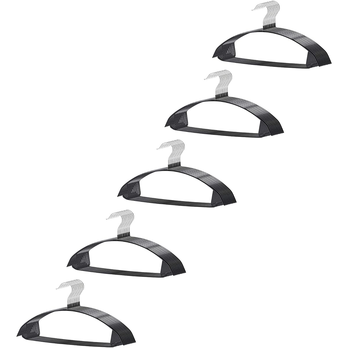 HOSUR Hanger, Non-Slip, Suit Hanger, Jacket Hanger, Set of 50, Black, Slim Type, Human Body Hanger, Laundry, Storage Hanger, Clothes Will Not Slip, Prevents Deformation, No Mark Hanger