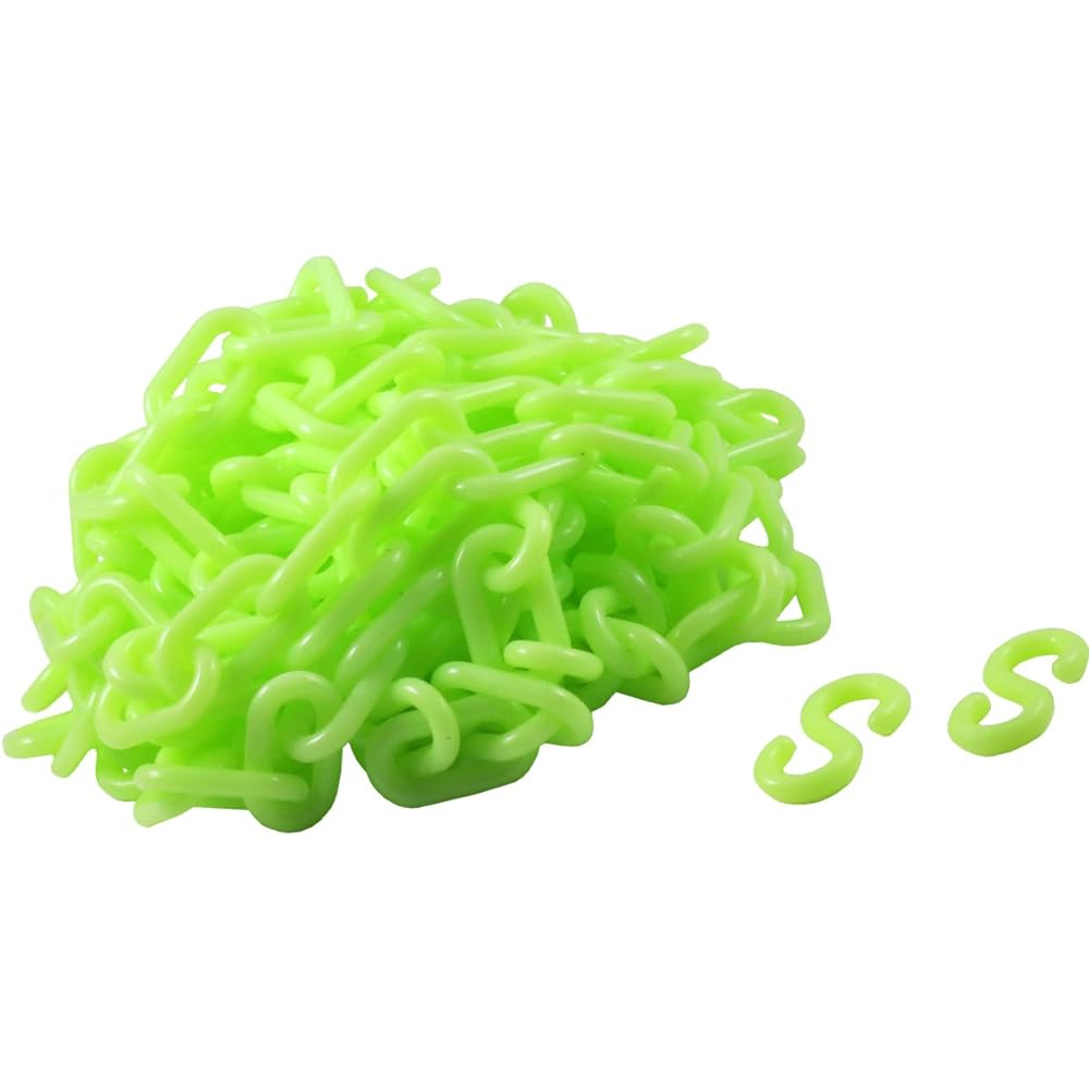KONYO Plastic Chain #6 Fluorescent Yellow 5m (with 2 S hooks)