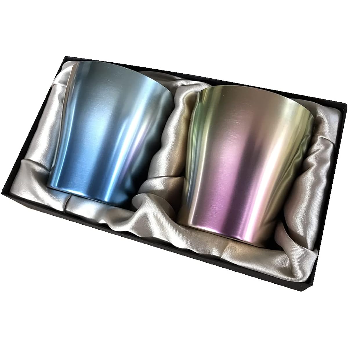 HORIE Made in Tsubame, Niigata Prefecture, Pure Titanium Double Tumbler, Hana Titanium, 250cc, Set of 2 (Blue/Pink), T15YU250BP, Gradient Blue/Gradient Pink