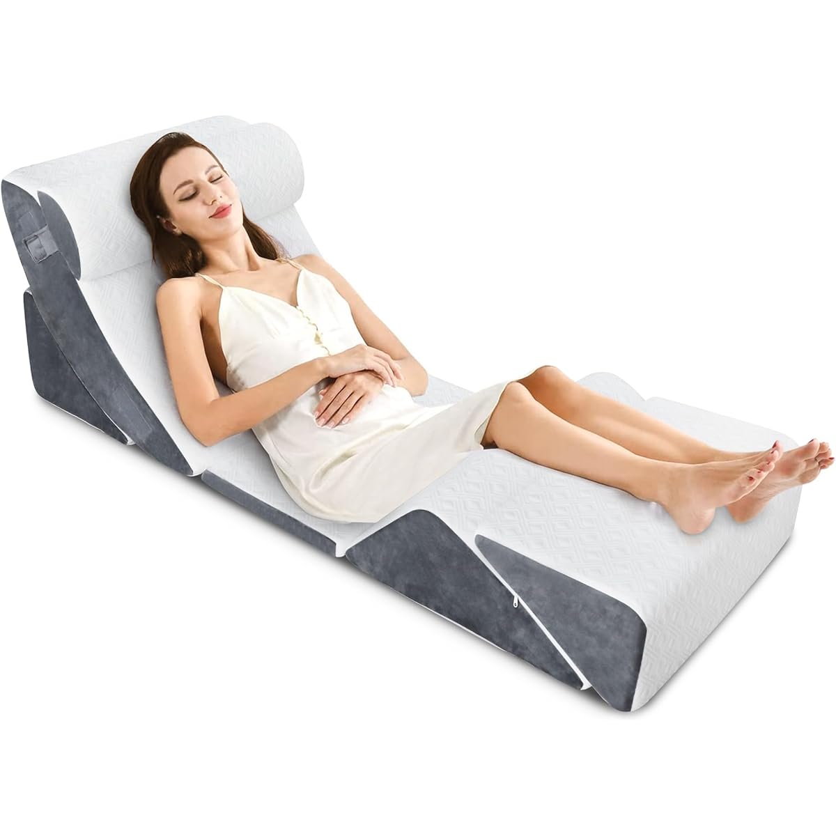 KOOPRO Bed Back Cushion, Lumbar Pillow, Triangular Foot Pillow, Set of 6, Lumbar Support, Fits the Body, Reflux Esophagitis, High Repulsion, Memory Foam Cotton, Slanted Pillow, Adjustable Position, Lower Back Pain Relief, For TV, Reading, Elderly People,