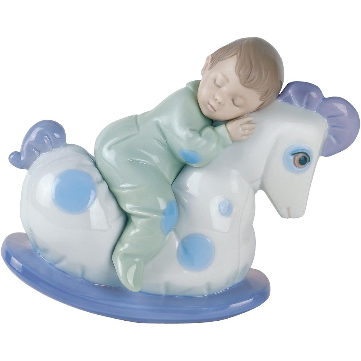 Nao Lladró Doll Nap on a Rocking Horse 02001476