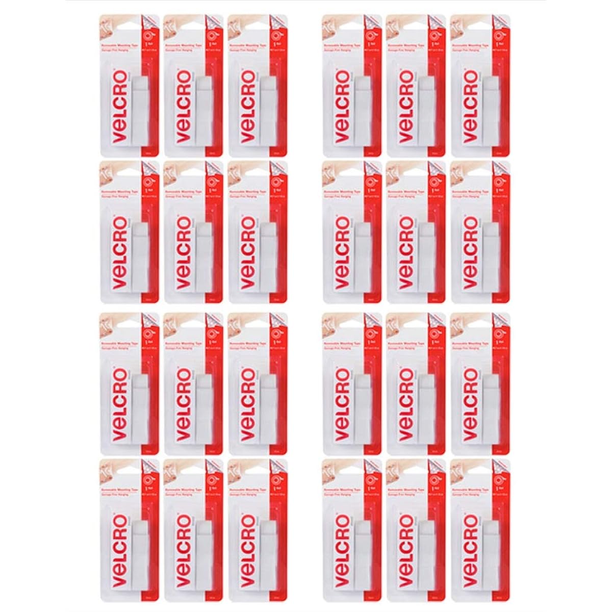 Velcro Brand Velcro Fastener with Adhesive Tape, Removable, Easy to Peel Off, 95230, White, 1.9cm x 45cm, 1 pair x 24 pieces set