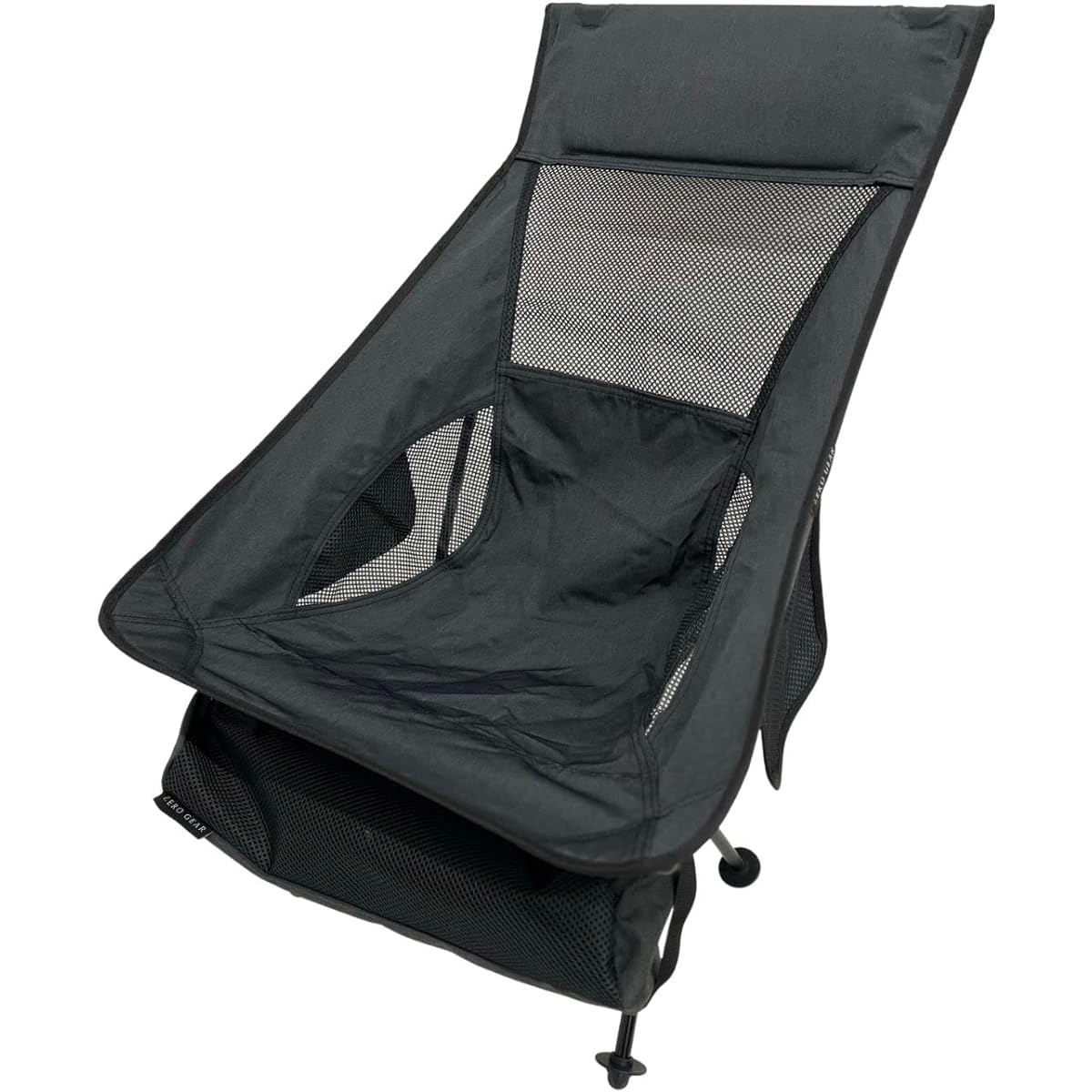 [Domestic Durability Tested] ZERO GEAR Relaxing Chair, High Back Type, Enveloping Chair, Foldable, Load Capacity 140kg, Aluminum Lightweight, Compact Chair, Storage Bag Included, Infinity Chair, Organized Chair, Folding Chair, Lightweight, Portable (Blac