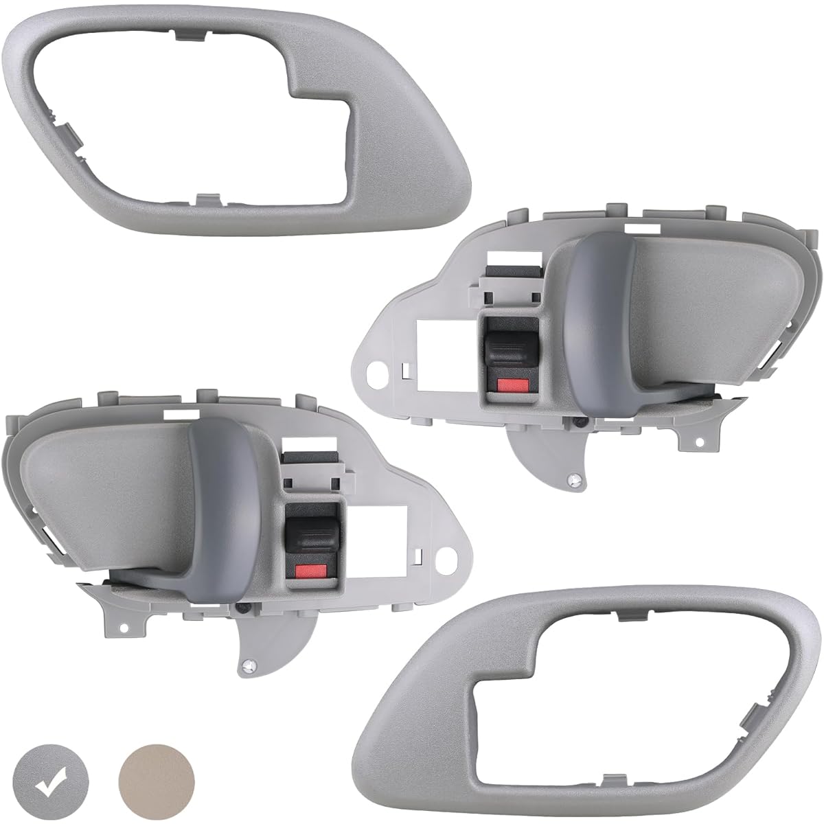 APPERFIT Interior door handle with bezel (gray) 1995-2000 CHEVY GMC C1500 C2500 C3500 K1500 K2500 K3500 SUBURBAN TAHOE YUKON