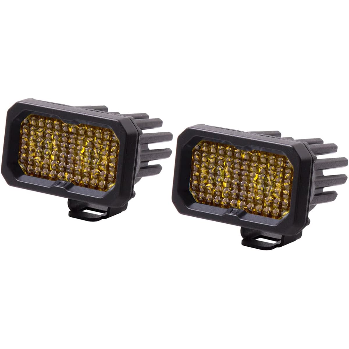 Diode Dynamics Stage Series 2 inch SAE Yellow Sports Standard LED Pod (Pair) Flood Amber Backlight
