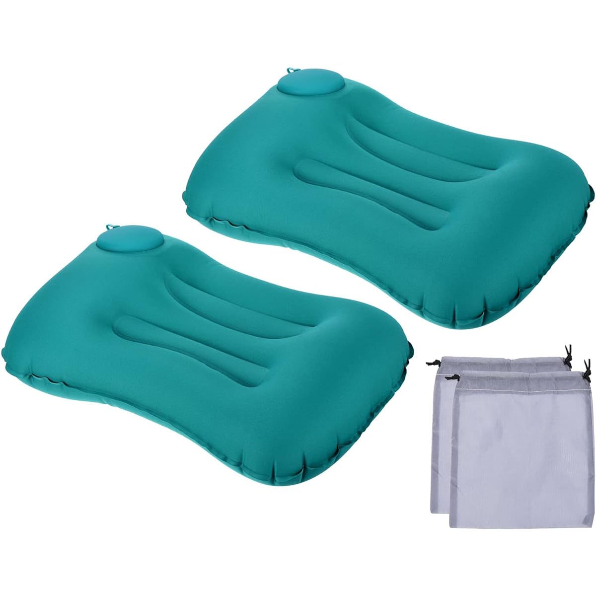 PATIKIL Camping Pillow 2 Pack Portable Camping Beach Pillow Ultralight Inflatable Travel Airplane Pillow Lumbar Support for Hiking Backpacking Green
