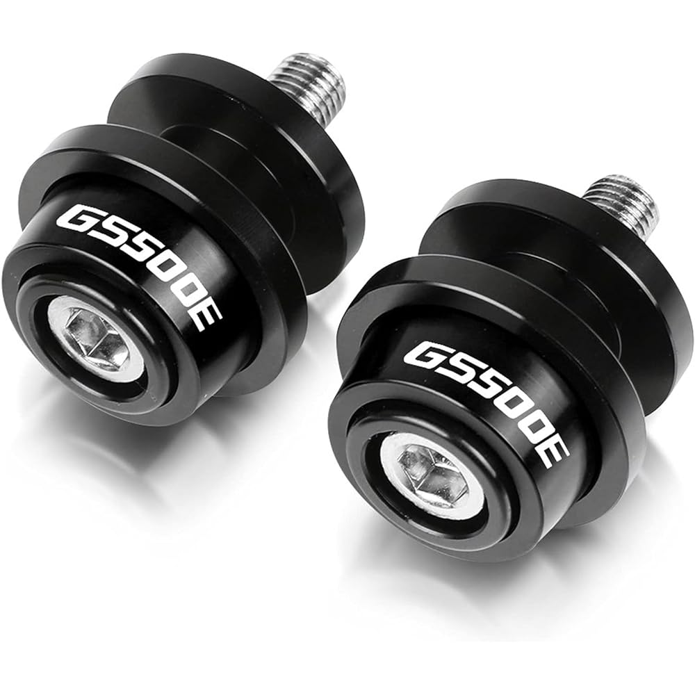 Stand Screw Slider Motorcycle 8MM Stand Screw CNC Aluminum Swing Arm Slider Spool Suitable for Suzuki GS500E GS 500 E 1994-1998 1997 1996 1995 (Color: Black)