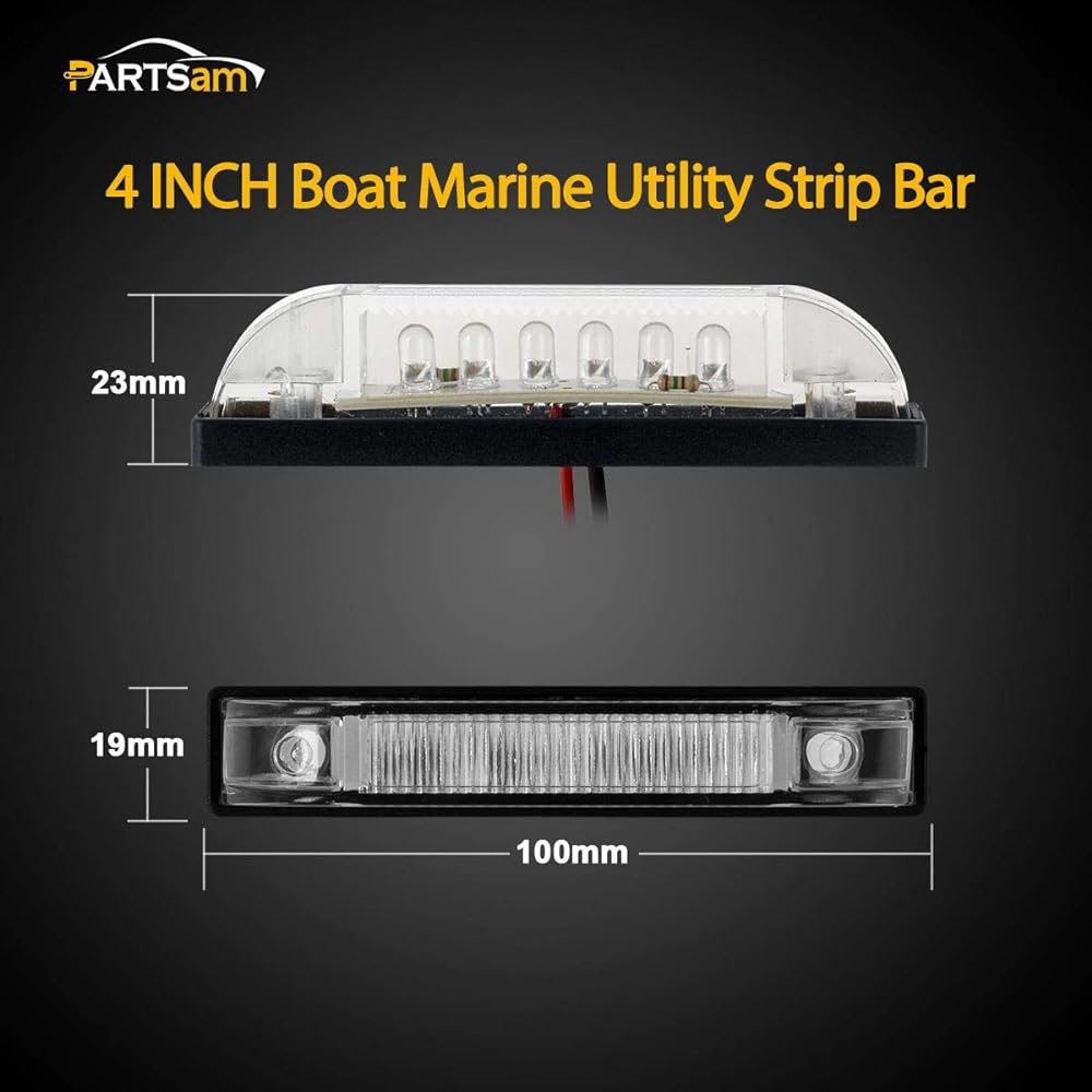 PARTSAM 4 inch ultra -thin lines LED Utility Light bar 9 Diode Sealed Clear Lens White 12V Marine Boat RV Interior Light Pickup Track Bonnet Lower Light Side Marker Lump