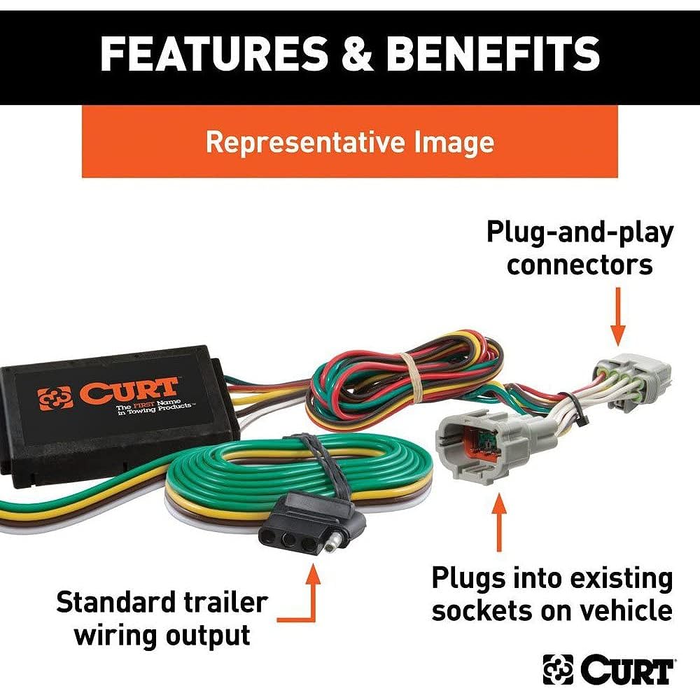Curt 56044 Vehicle side custom 4 -pin trailer wiring harness select Cadillac CTS