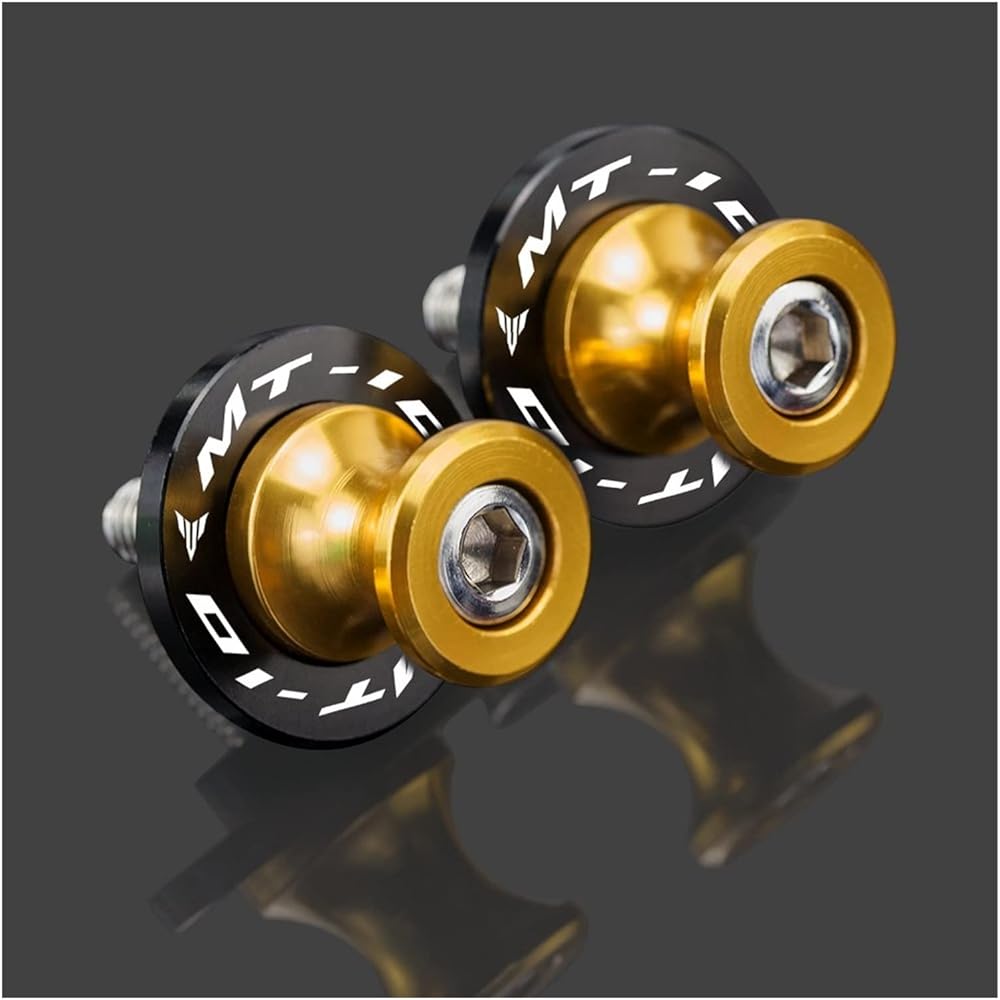 Swing Arm Spool Slider Stand 6mm Motorcycle Swing Arm Stand Screw CNC Swing Arm Spool Slider For YA-MA-HA MT10 MT-10 MT 10 FZ10 2015 2016 2017 2018 2019 2020 (Color : Gold)
