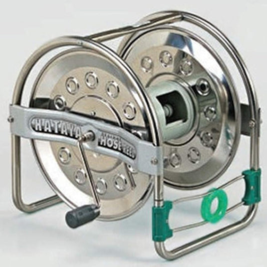 HATAYA Stainless Steel Hose Reel, Main Unit Only, Popular Type, For 20m Reel, Attachable Hose: Inner Diameter Φ12 x Outer Diameter Φ17, With Large Handle SSD-0