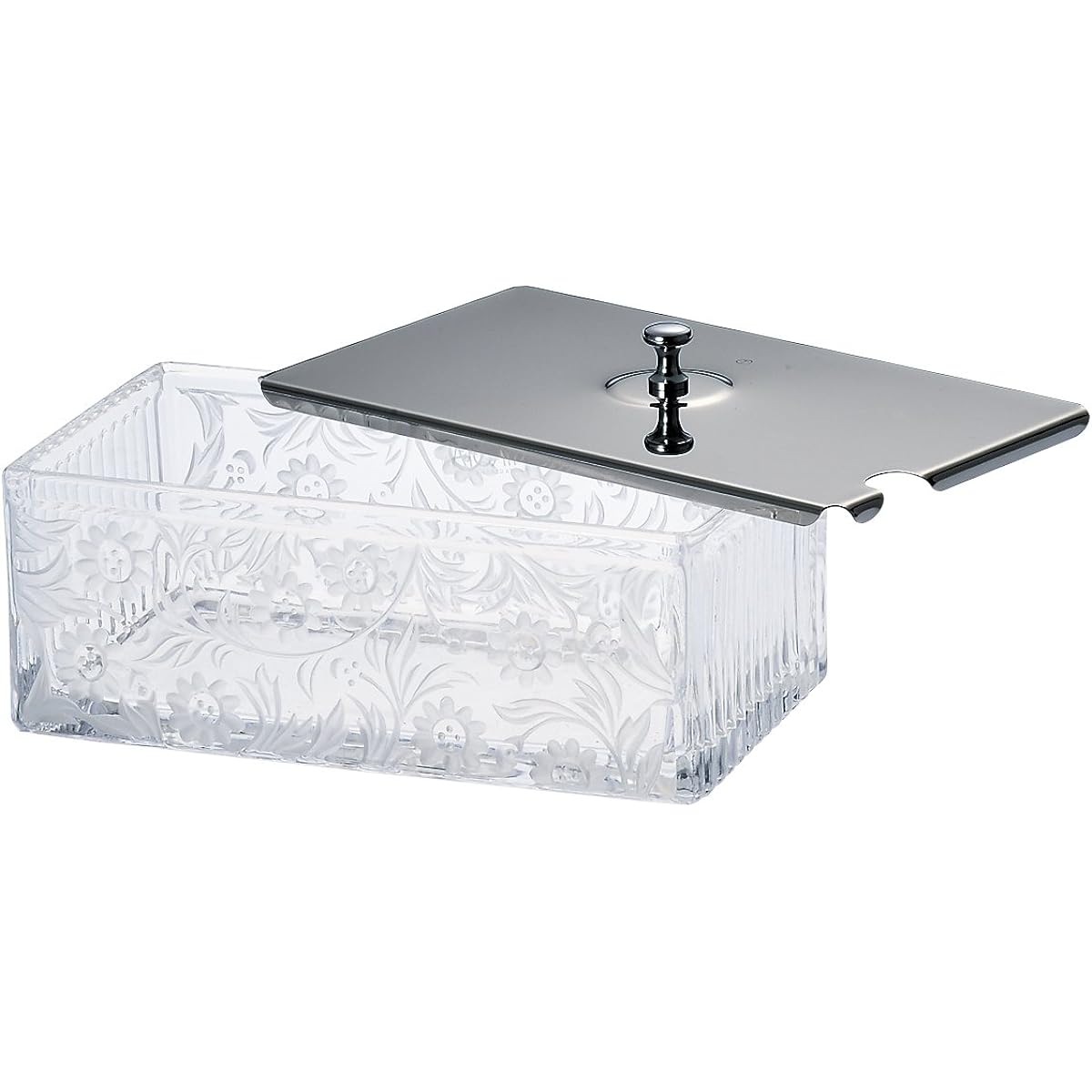 Hirota Glass Butter Case Transparent/Silver 8.8 x 14.7 x Height 6.5cm Lacey 623