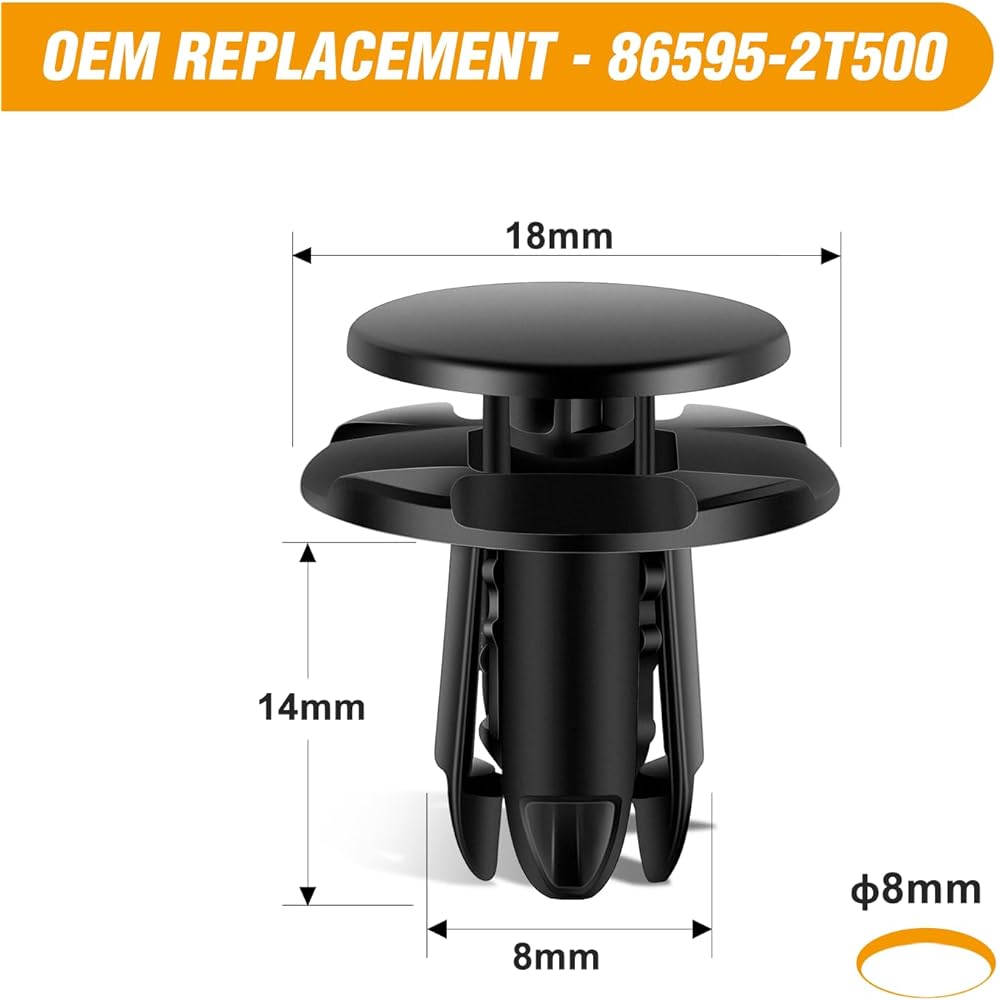 GOOACC 40PCS Fender Liner Retainer Clips 86595-2T500 Compatible with Hyundai Accent, Azera, Elantra, Equus, Genesis, Santa Fe, Sonata, Tucson, Veloster, Kia K900, Optima, Rio, Sedona, Soul, Sportage