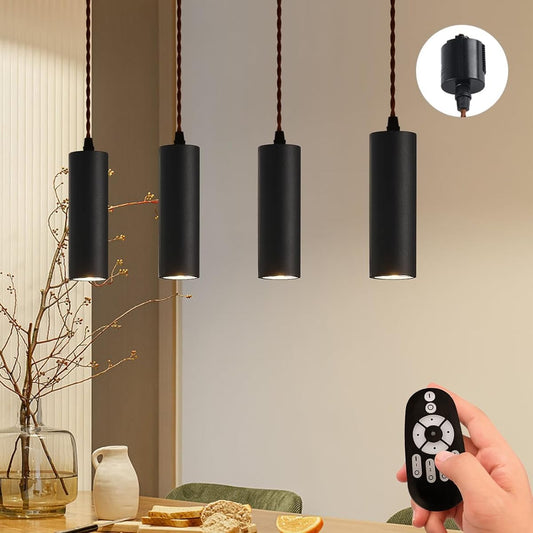 ANWIO Pendant Light, Set of 4, for Duct Rail, 100cm Adjustable, Power Consumption 10W (60W Equivalent), 810LM LED Bulb Included, Spotlight with Cord, Stylish, Hanging, Wall, Ceiling Light, Daylight Color, Daylight White, Bulb Color, Night Light, Color Re