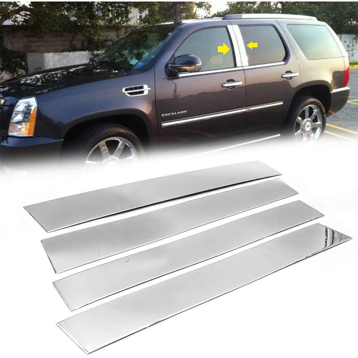 Exclusive 304 Steel Door Center Pillar Post Overlay 2007-2014 Escalade EST ESV compatible
